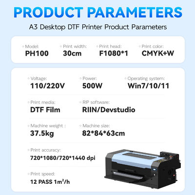 A3 Size Full-Automatic DTF Printer with High Quality Pet Film Transfer and 1 Year Warranty